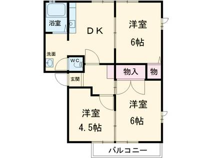 フォレストヴィラA(3DK/2階)の間取り写真