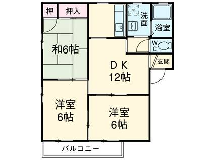 フレグランス花村B棟(3LDK/1階)の間取り写真