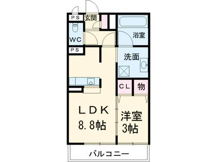 リジョイスリバーA棟(1LDK/1階)の間取り写真