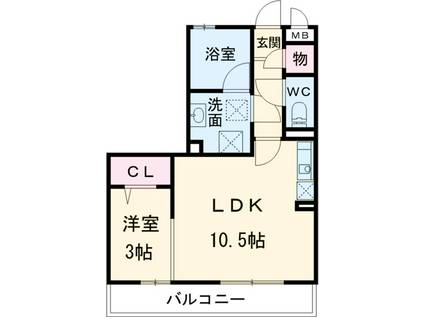 リジョイスリバーA棟(1LDK/2階)の間取り写真