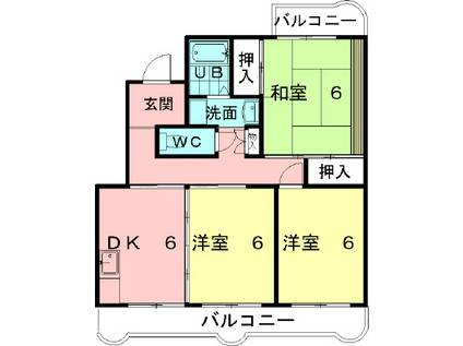 グランヴェール伏見(3DK/3階)の間取り写真