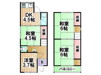 大阪府岸和田市吉井町2丁目-の建物(4DK)の間取り写真