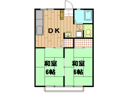 サンハウス B(2DK/2階)の間取り写真