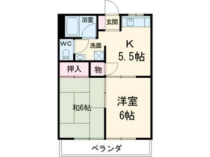 奥林ハイツⅠAB(2DK/2階)の間取り写真
