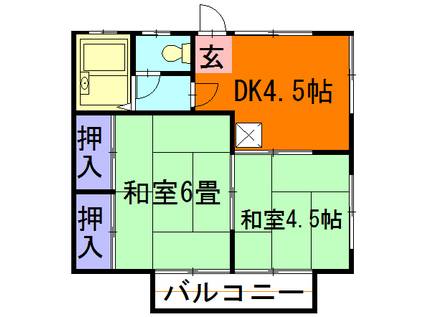 テンプレート堀西(2DK/2階)の間取り写真