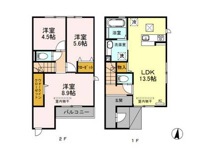 D−room賀茂 弐番舘(3LDK)の間取り写真