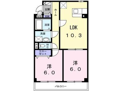 アニメートヒルズ(2LDK/2階)の間取り写真