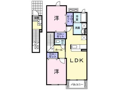 アンジュ ボア B(2LDK/2階)の間取り写真