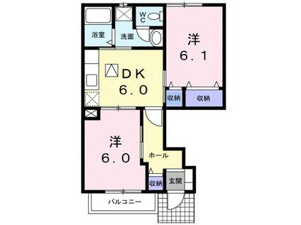 ヴェルドミールD(2DK/1階)の間取り写真