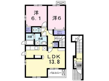 プリムローズ(2LDK/2階)の間取り写真