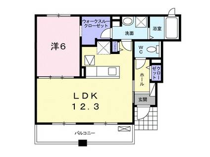 レインボースカイ(1LDK/1階)の間取り写真
