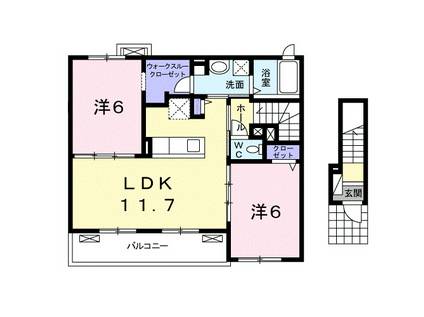レインボースカイ(2LDK/2階)の間取り写真