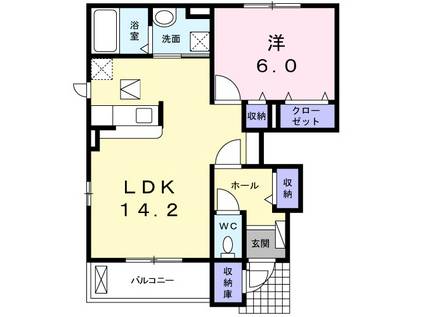 バンブーアン(1LDK/1階)の間取り写真