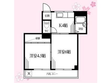 ドゥエル御園(2K/2階)の間取り写真