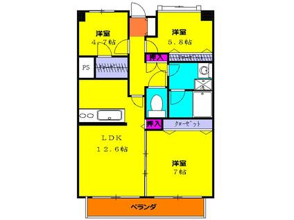 ウイングローブ(3LDK/4階)の間取り写真