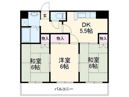 アーバンシェルB(3DK/3階)の間取り写真