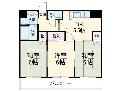 アーバンシェルB館(3DK/3階)の間取り写真