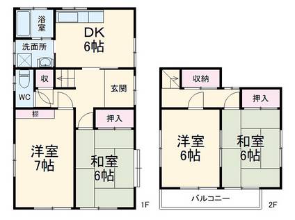 埼玉県春日部市一ノ割2丁目-の建物(4DK)の間取り写真