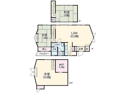 京都府亀岡市東本梅町大内大坪-の建物(3SLDK)の間取り写真