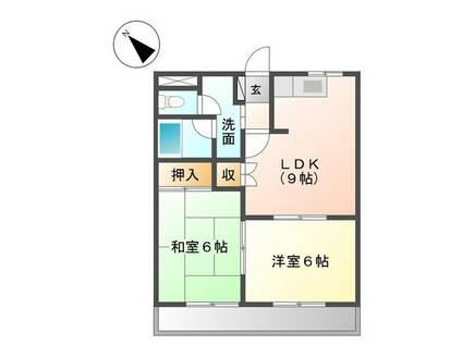 ビアンハイム内橋(2LDK/2階)の間取り写真