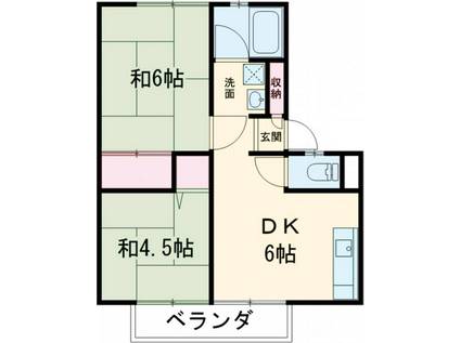 ウインディア南沢1号棟(2DK/1階)の間取り写真