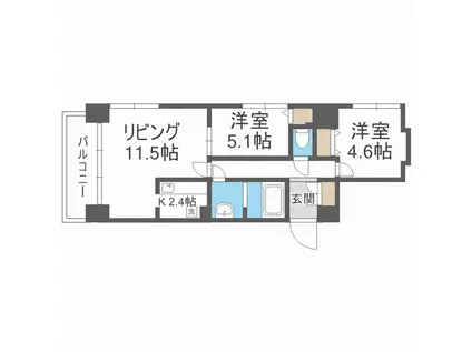 ビッグパレス南4条(2LDK/2階)の間取り写真