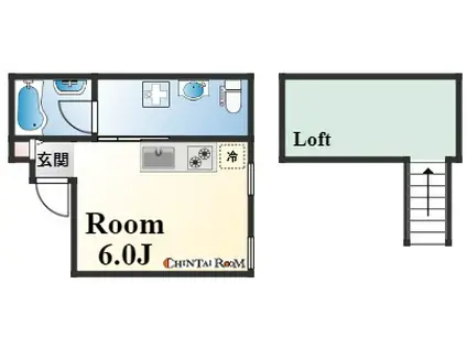 パロス山本通(1K/2階)の間取り写真