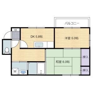 リビング六甲ウエスト(2DK/1階)の間取り写真