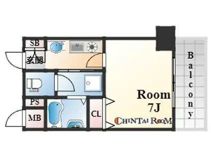 プレサンス神戸みなと元町(1K/7階)の間取り写真