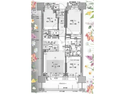 ヌーヴェルワイズ灘駅前(3LDK/11階)の間取り写真