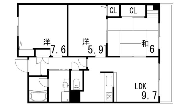 IVY HEIGHTS(2LDK/3階)の間取り写真