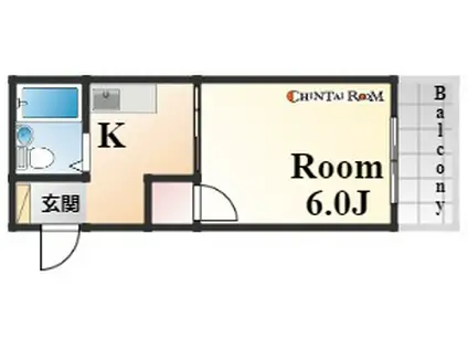 SIハイツ岩屋(1K/2階)の間取り写真