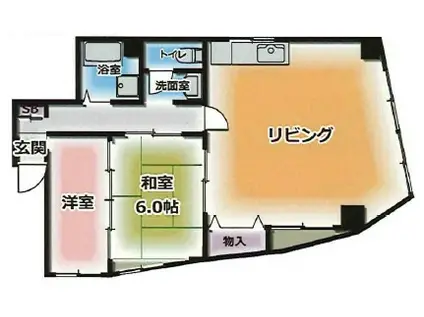 鯉川マンション(2LDK/4階)の間取り写真