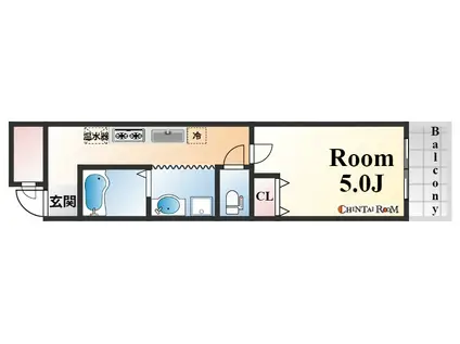 マグノリアパレス(1K/4階)の間取り写真