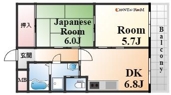 サンパレス六甲(2LDK/4階)の間取り写真