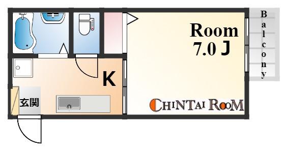 ブロスハイツ住吉本町(1K/2階)の間取り写真