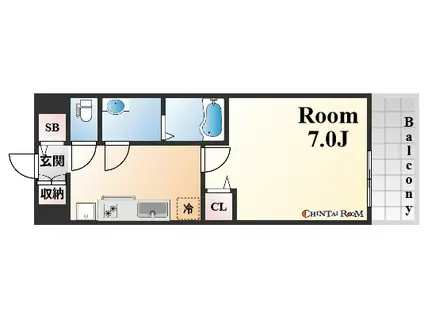 プレサンス三宮東フィール(1K/10階)の間取り写真