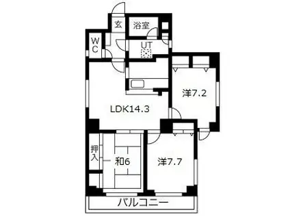 ライオンズマンション神戸元町通(3LDK/4階)の間取り写真