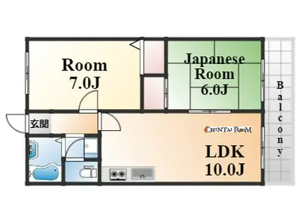 コスモハイツ六甲(2LDK/1階)の間取り写真
