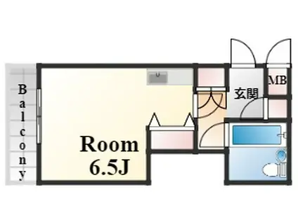 パルテールⅠ(ワンルーム/3階)の間取り写真