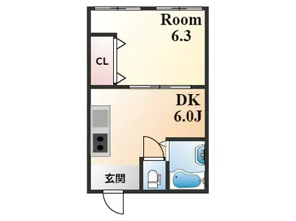 大星マンション(1DK/5階)の間取り写真