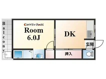 グレースシャトー(1DK/1階)の間取り写真