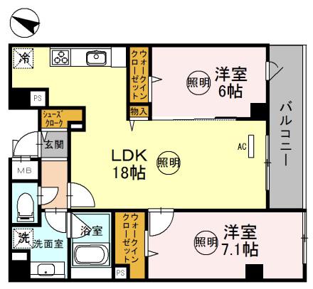 神戸海岸通 萬利RESIDENCE(2LDK/5階)の間取り写真