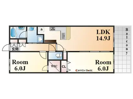 ヌーヴェルワイズ灘駅前(2LDK/14階)の間取り写真