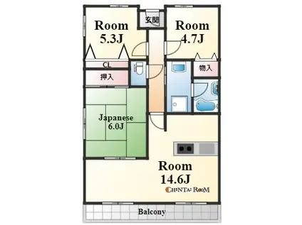 シティプラザ甲南山手(3LDK/5階)の間取り写真