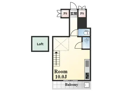 山麓ハイツ(1K/3階)の間取り写真