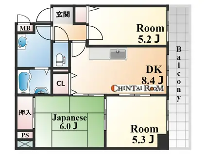 中島マンション(3DK/2階)の間取り写真