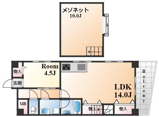 サンビルダー六甲駅前(2LDK/5階)の間取り写真