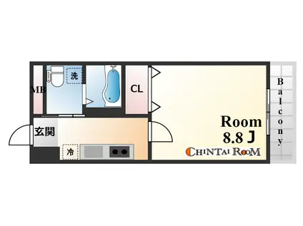 グラージェ三宮(1K/11階)の間取り写真