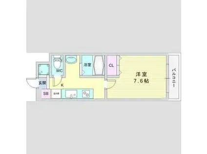 ルミエール王子公園(1K/3階)の間取り写真